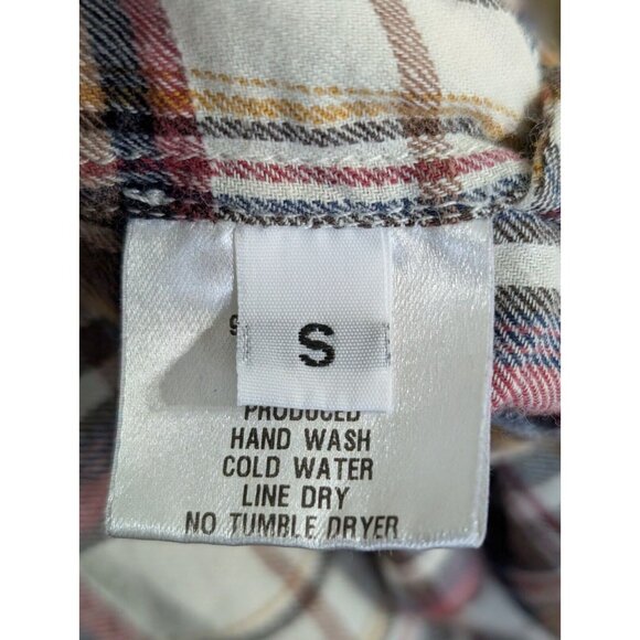 ORGANIC By John Patrick Tunic Button Down Shirt Dress Red Blue Plaid S Small - Picture 9 of 13